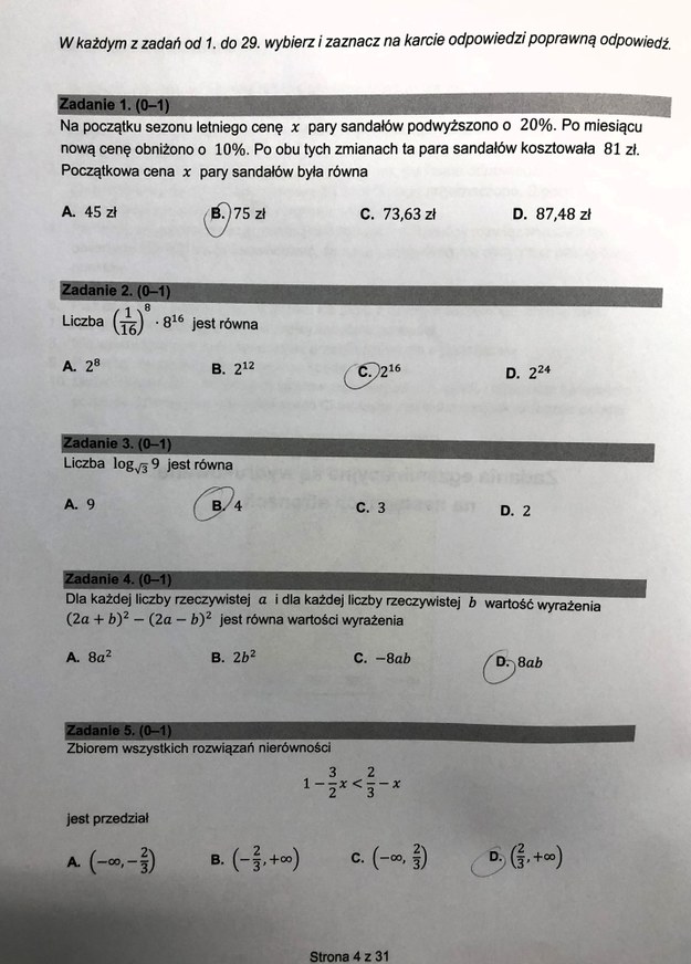 Matura 2024. Matematyka, poziom podstawowy, Formuła 2015 - odpowiedzi /Piotr Bułakowski /RMF FM