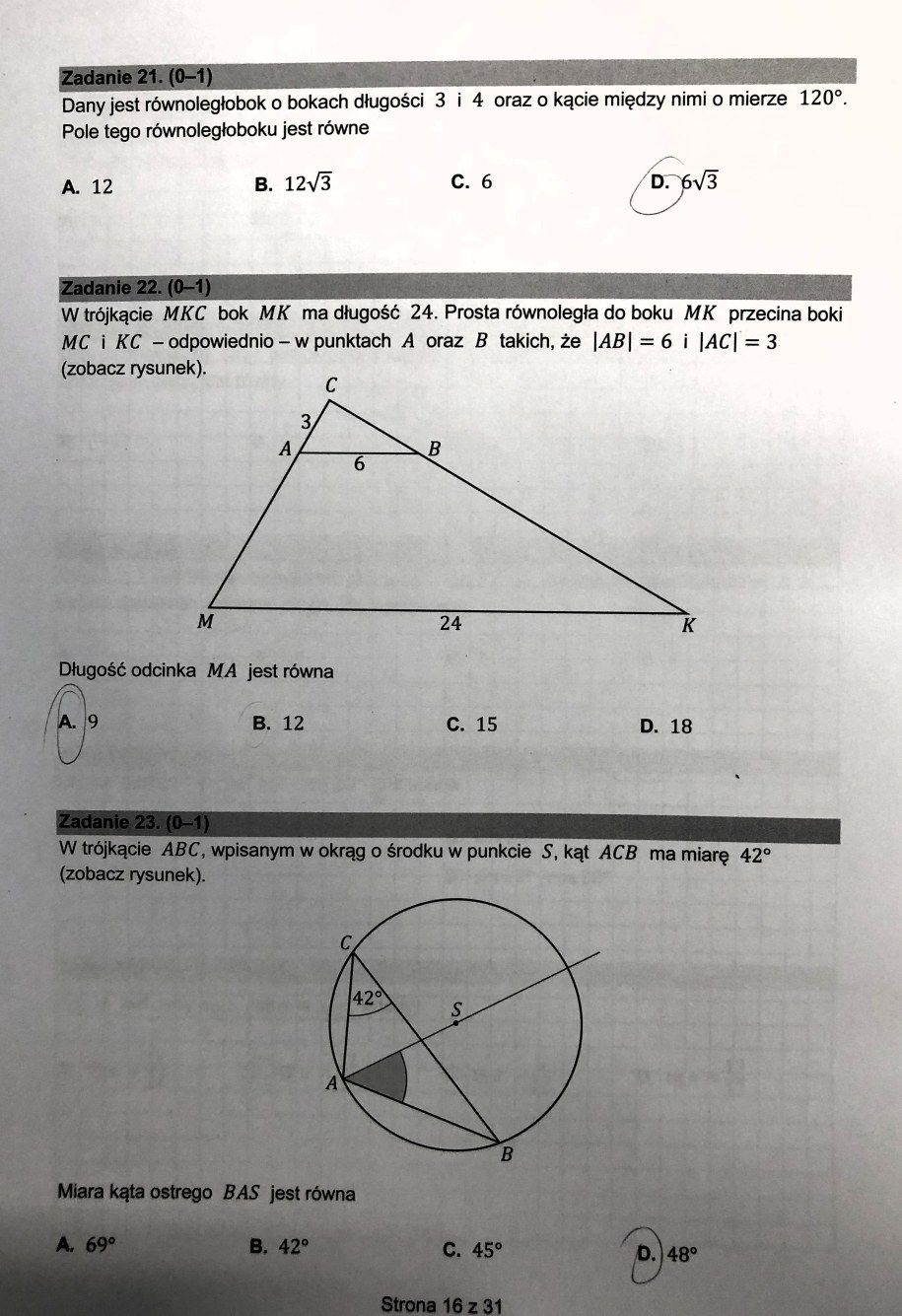 Matura 2024. Matematyka, poziom podstawowy, Formuła 2015 - odpowiedzi /Piotr Bułakowski /RMF FM