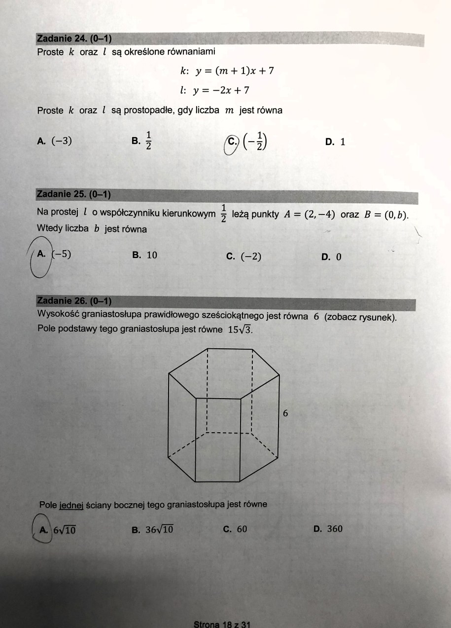Matura 2024. Matematyka, poziom podstawowy, Formuła 2015 - odpowiedzi /Piotr Bułakowski /RMF FM