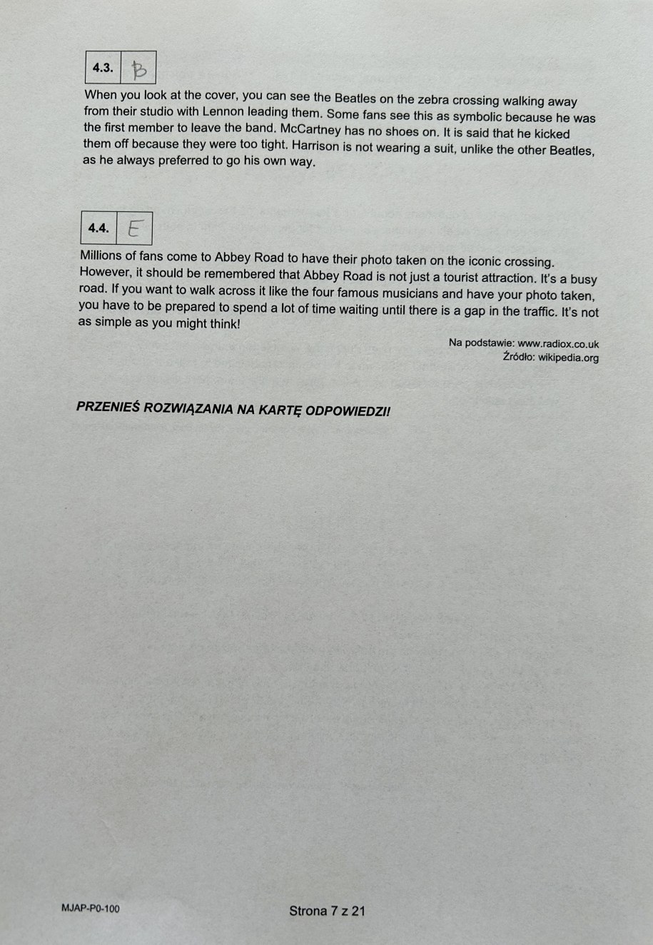 Matura z języka angielskiego na poziomie podstawowym, propozycja rozwiązania /RMF FM