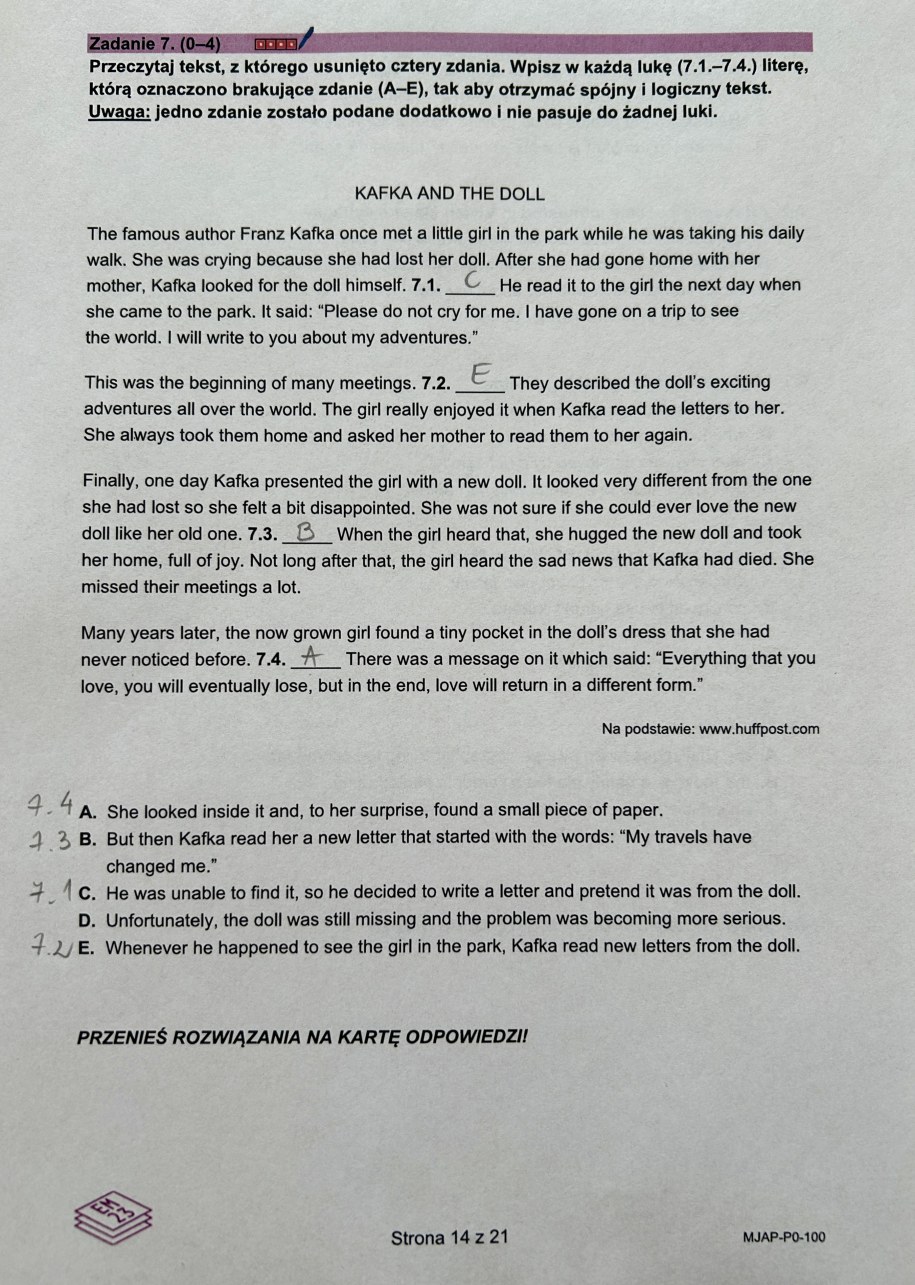 Matura z języka angielskiego na poziomie podstawowym, propozycja rozwiązania /RMF FM