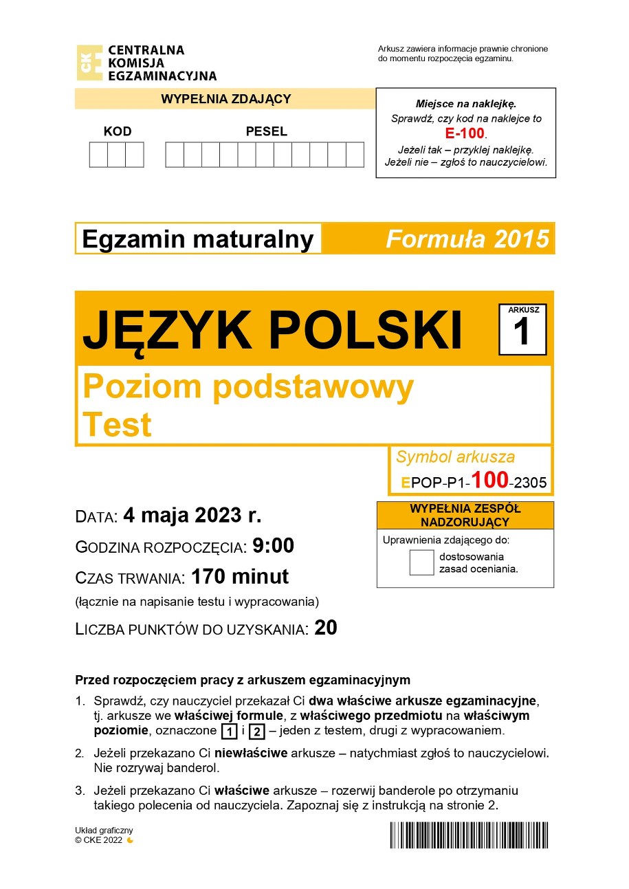 Matura z języka polskiego - formuła 2015. Kliknij w zdjęcie, aby pobrać /RMF FM