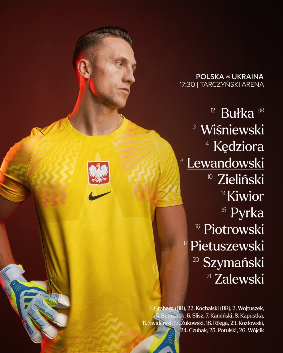 Mecz Polska - Ukraina 31 maja 2026 - skład /PZPN /Materiały prasowe