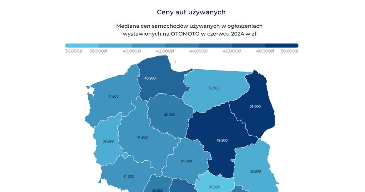 Mediana cen samochodów używanych w ogłoszeniach w czerwcu 2024 roku. Fot. Otomoto Insight /