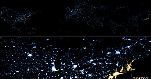 Megalopolis w Stanach Zjednoczonych (powyżej) i Japonii (ponizej). /NASA /domena publiczna