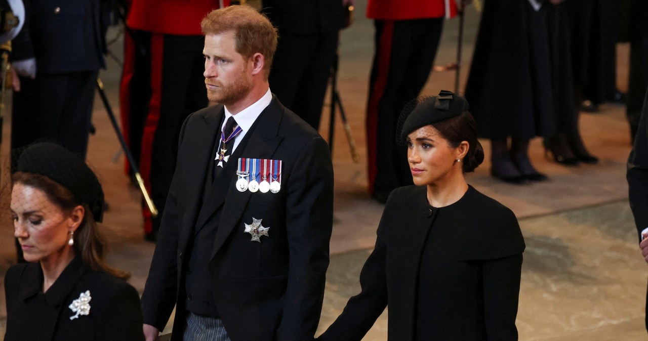 Meghan i Harry na pogrzebie królowej Elżbiety II / PHIL NOBLE /Getty Images