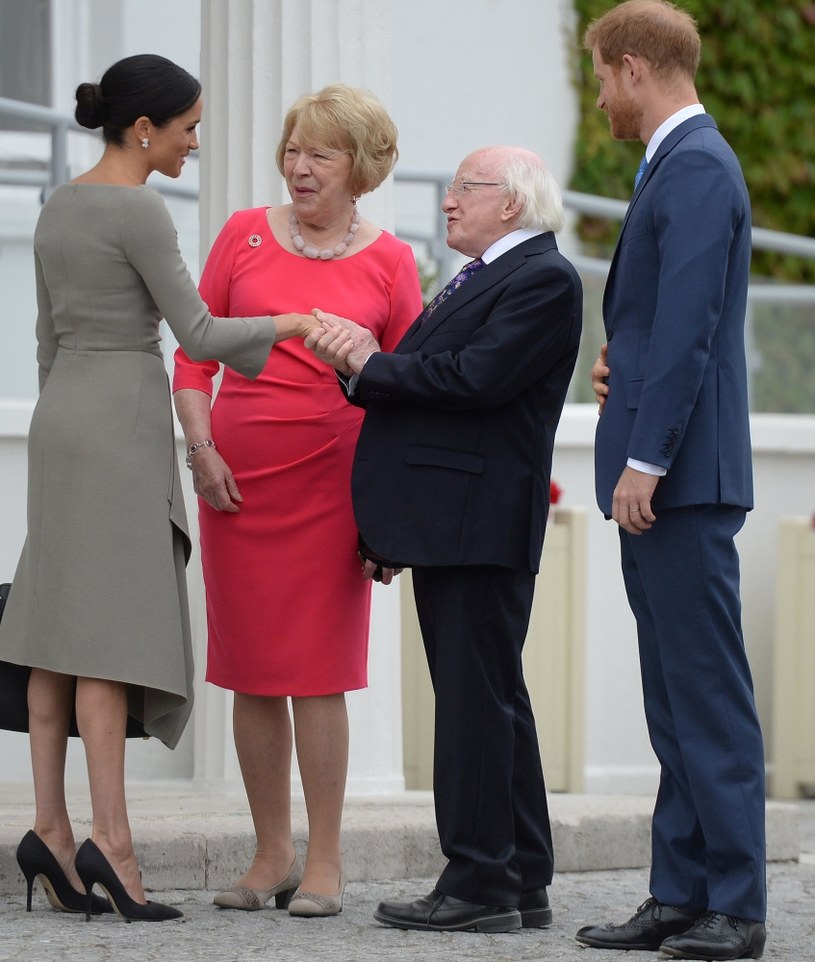 Meghan i Harry z prezydentem Irlandii i jego żoną /WPA Pool /Getty Images