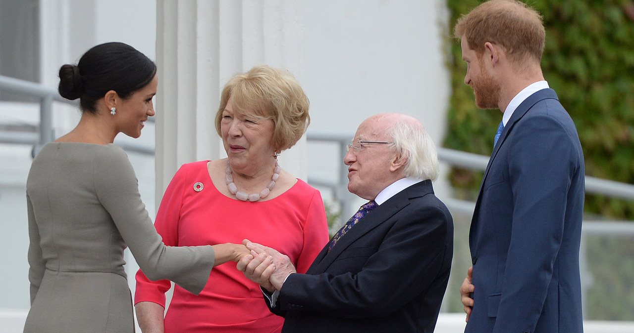 Meghan i Harry z prezydentem Irlandii i jego żoną /WPA Pool /Getty Images