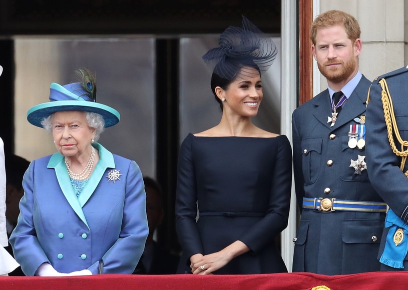 Meghan Markle, Harry i królowa Elżbieta /Chris Jackson /Getty Images