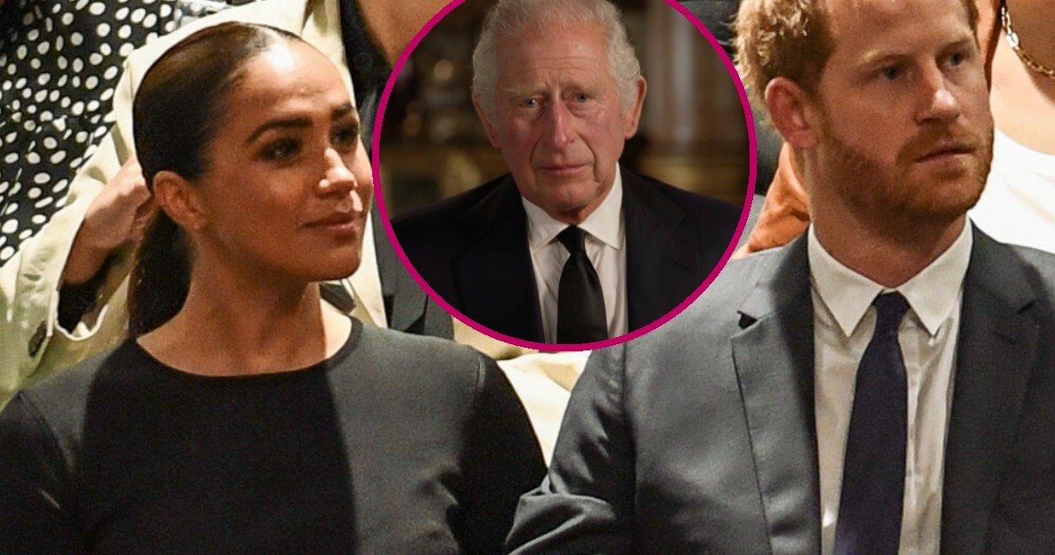 Meghan Markle, książę Harry i król Karol /BBC/Ferrari Press/East News; Anthony Behar/Sipa USA/East News /East News