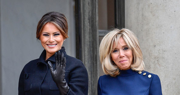 Melania Trump i Brigitte Macron podczas oficjalnej wizyty /Getty Images