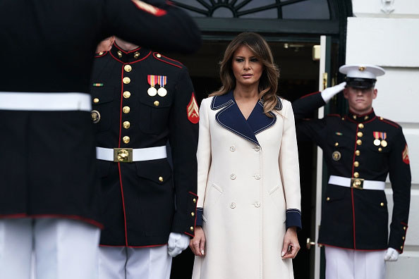 Melania Trump w Białym Domu podczas wizyty oficjalnej /Getty Images