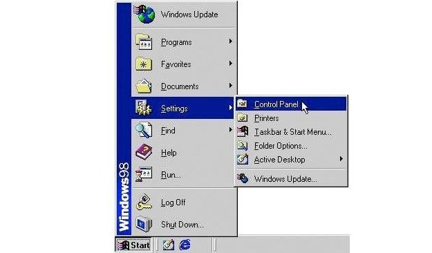 Menu Start - Windows 98 Fot. BusinessInsider.com /vbeta