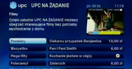 Menu wideo na żądanie w sieci UPC /materiały prasowe