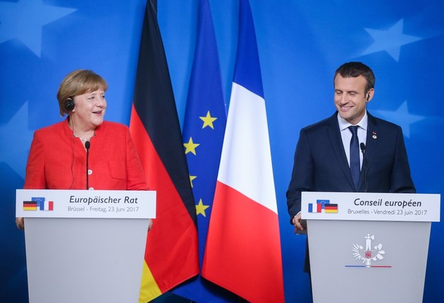Merkel i Macron na wspólnej konferencji /PAP/EPA/STEPHANIE LECOCQ /PAP/EPA