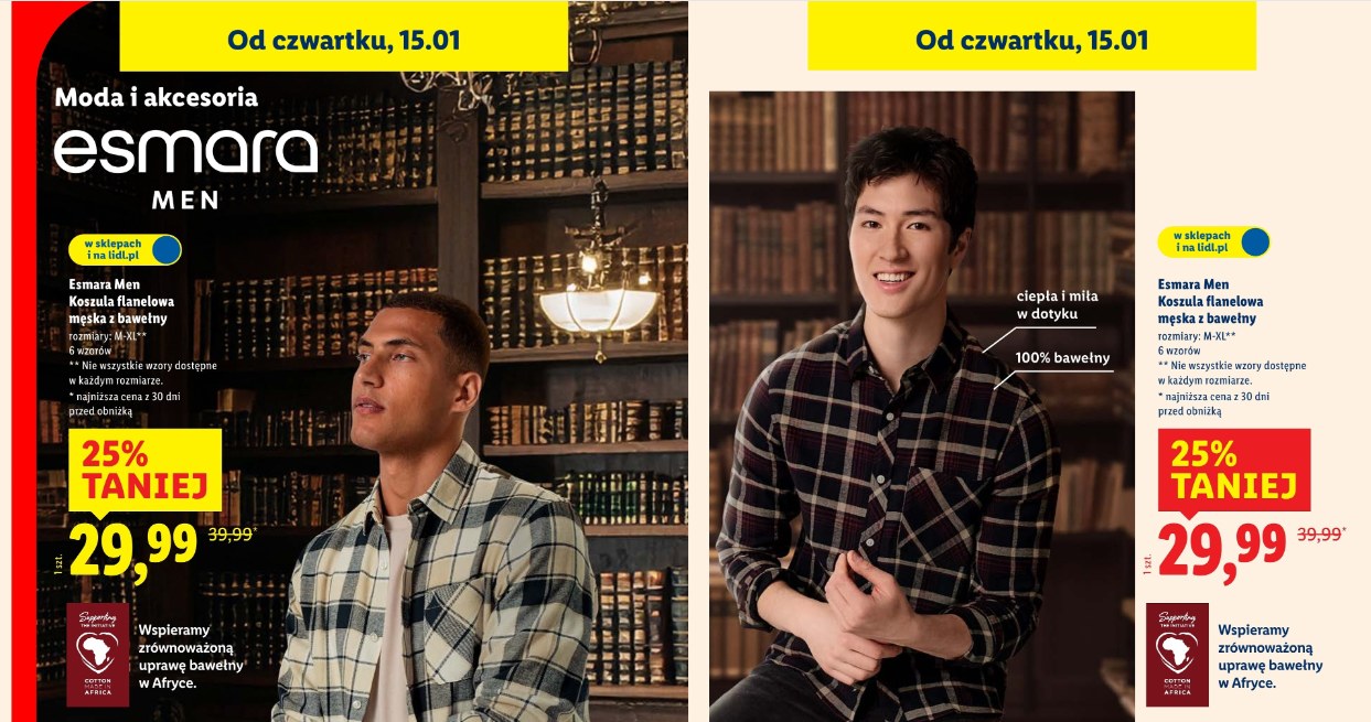 Męska moda w Lidlu od 15 stycznia – koszule flanelowe i swetry z bawełny w zimowym stylu, idealne na co dzień i do pracy. /Lidl / materiały /INTERIA.PL