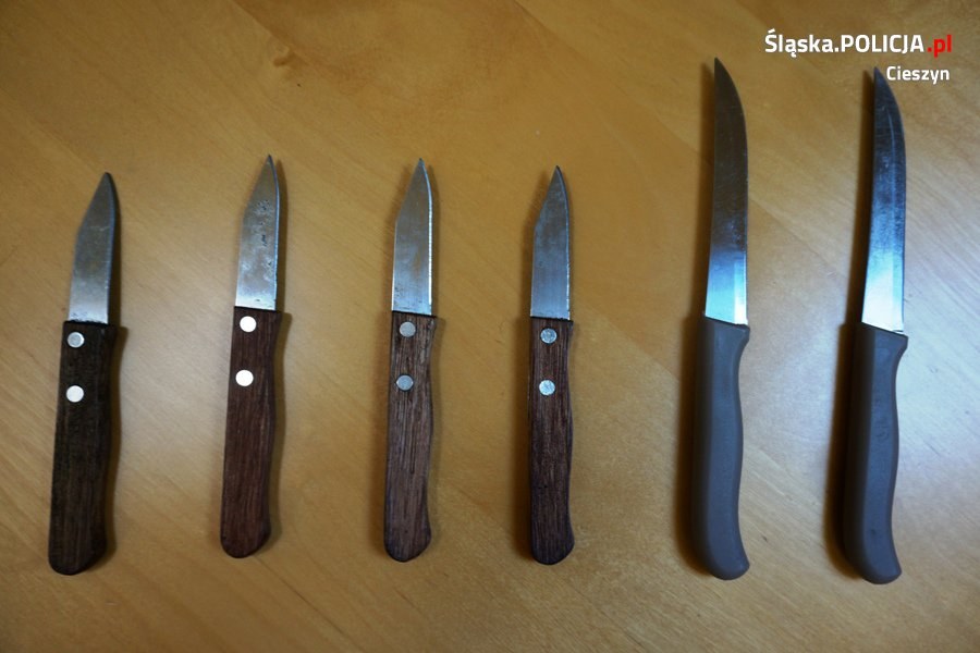 Mężczyzna miał przy sobie 6 noży /Śląska policja /