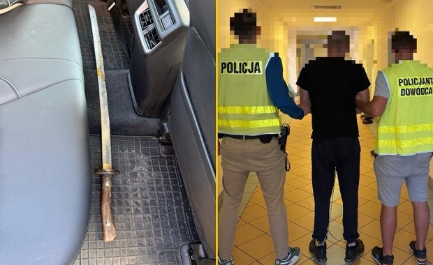Mężczyzna zaatakował policjanta mieczem samurajskim. NAGRANIE