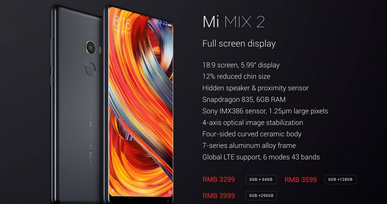 Mi Mix 2 - specyfikacja /materiały prasowe