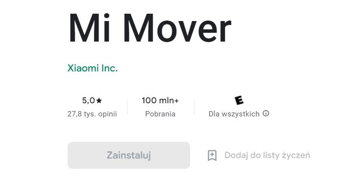 Mi Mover - aplikacja do przenoszenia danych na telefon Xiaomi. /Google Play /materiał zewnętrzny