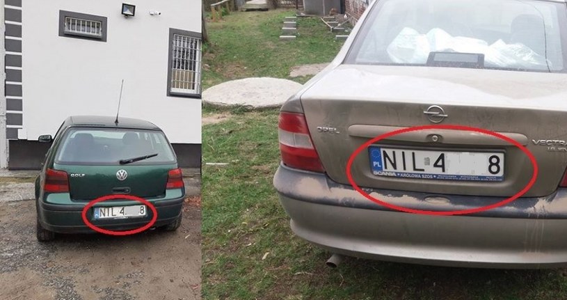Miał dwa samochody, ale... tylko jeden komplet tablic. Mandat dla... policjanta z suskiego komisariatu. (Fot. kontakt@infoilawa.pl.) /Informacja prasowa
