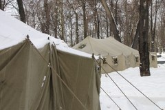Miasteczko namiotowe w centrum Kijowa