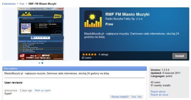 Miasto Muzyki w Google Chrome Web Store /RMF FM