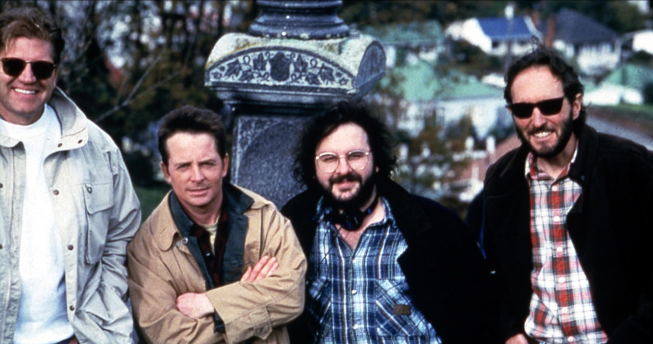 Michael J. Fox i Peter Jackson na planie "Przerażaczy" /Mary Evans Picture Library /Agencja FORUM