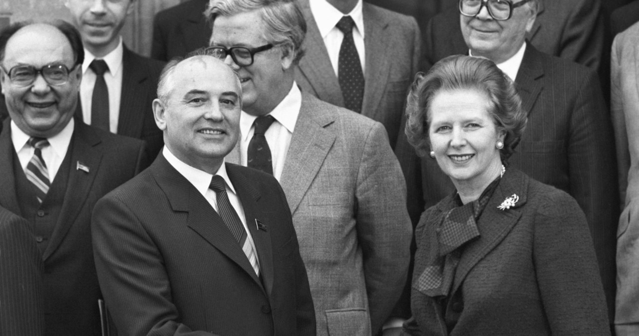 Michaił Gorbaczow, jeszcze jako członek Biura Politycznego KPZR, w Wielkiej Brytanii. Spotkanie z premier Margaret Thatcher (16 grudnia 1984 r.) /Getty Images