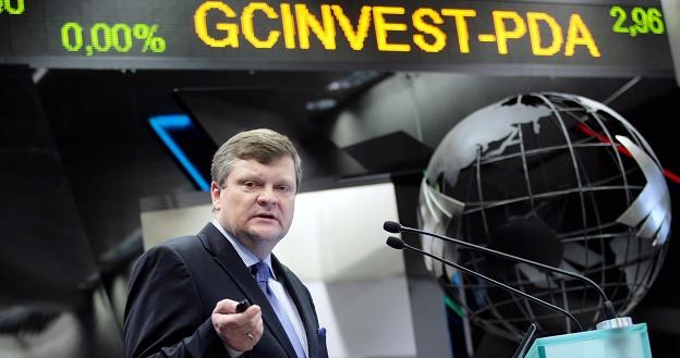 Michał Goli, prezes GC Investment, w czasie edbiutu na NewConnect /PAP