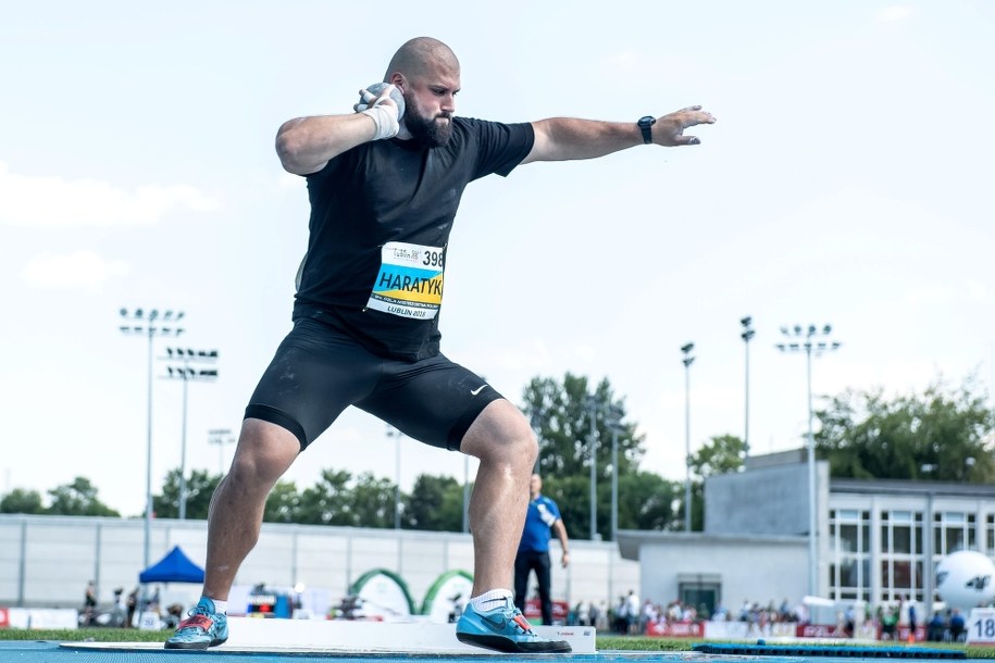 Michał Haratyk podczas lekkoatletycznych mistrzostw Polski w Lublinie, 22 lipca 2018 /Wojciech Pacewicz /PAP