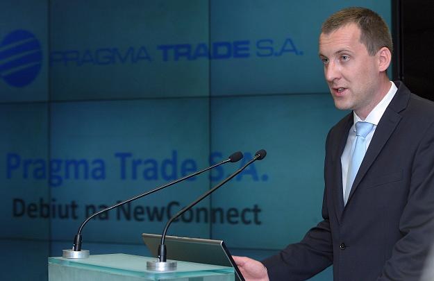 Michał Kolmasiak, prezes Pragma Trade, w czasie debiutu na NewConnect /PAP