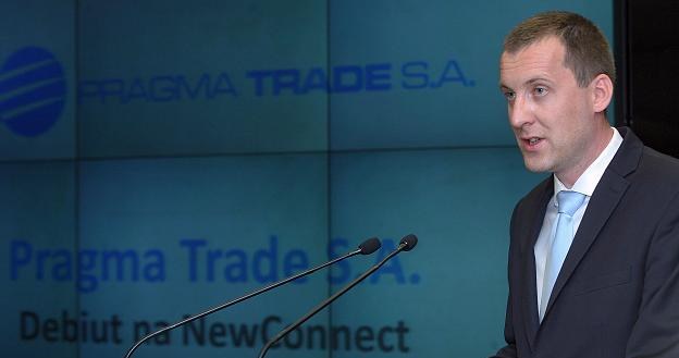 Michał Kolmasiak, prezes Pragma Trade, w czasie debiutu na NewConnect /PAP