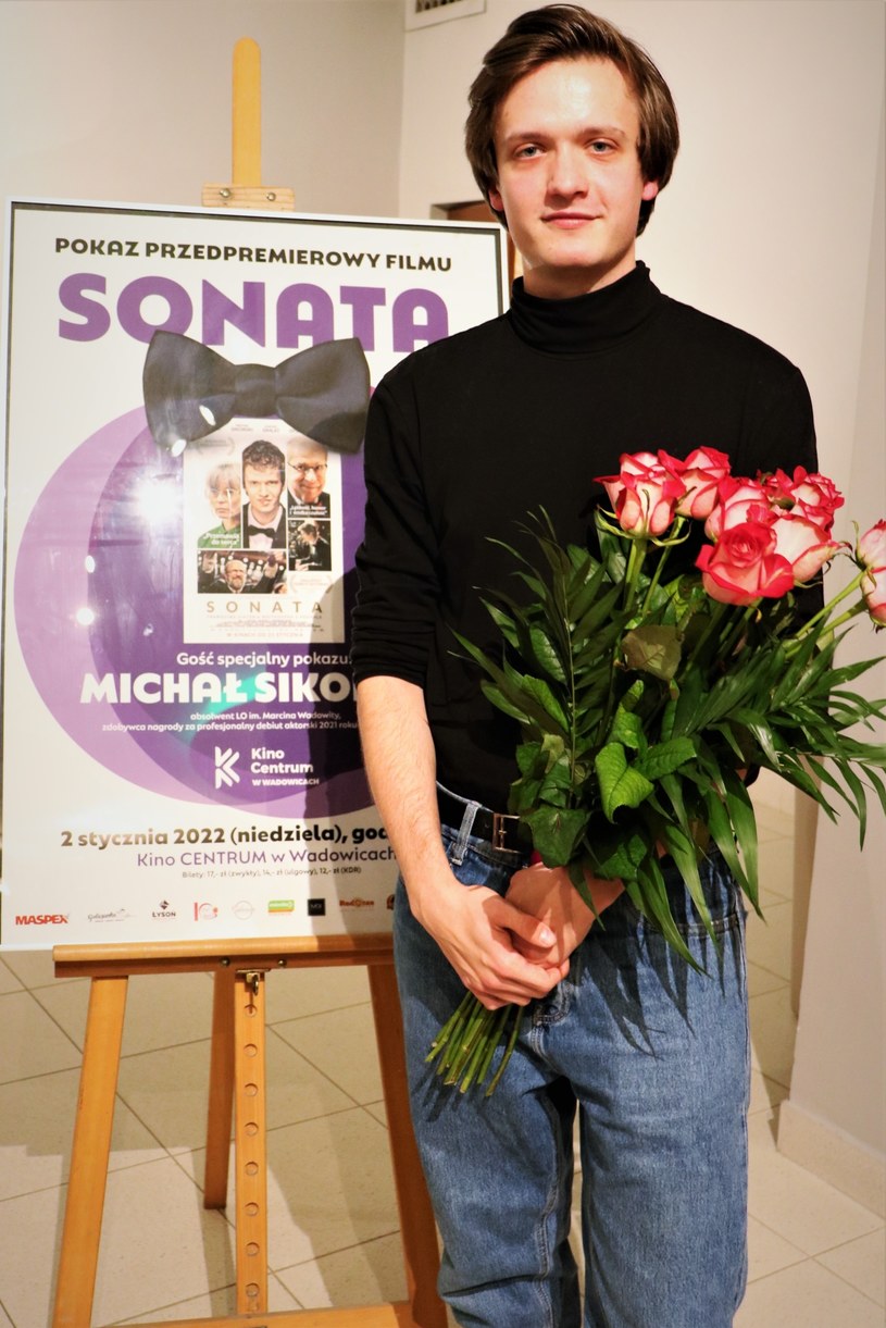 Michał Sikorski na pokazie filmu "Sonata" w rodzinnym Wadowicach, fot. Aleksandra Góra /INTERIA.PL