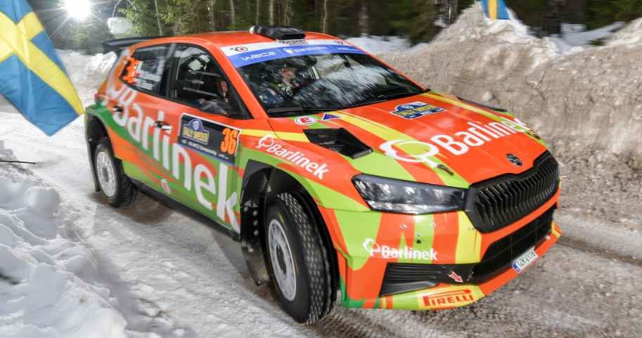 Michał Sołowow/Maciek Baran (Skoda Fabia RS Rally2) na trasie Rajdu Szwecji /Marcin Rybak /
