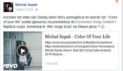 Michał Szpak na Facebooku /