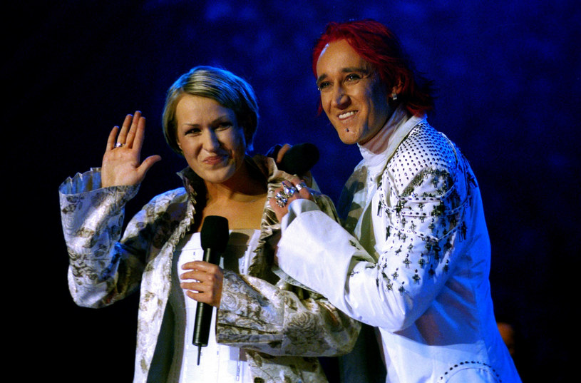 Michał Wiśniewski i Justyna Majkowska na zdjęciu w 2003 roku /Adam Tuchliński /Reporter