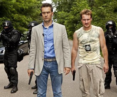 Michał Żebrowski i Paweł Małaszyński w filmie "Sęp".