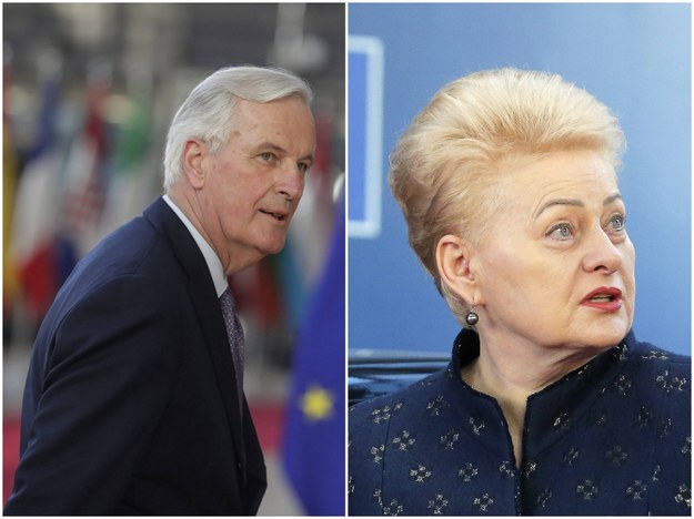 Michel Barnier (po lewej) i Dalia Grybauskaitė (po prawej) /STEPHANIE LECOCQ/JULIEN WARNAND / POOL /PAP/EPA
