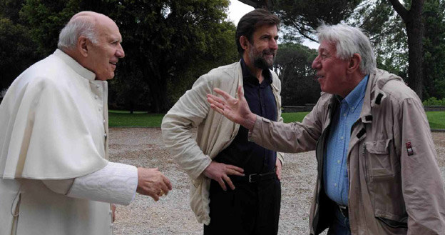 Michel Piccoli, Nanni Moretti i Peter Boom na planie filmu "Habemus papam" /materiały prasowe