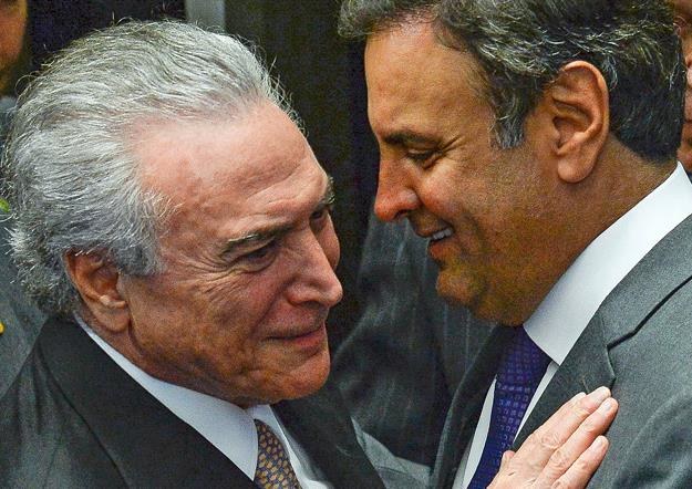 Michel Temer (L), prezydent Brazylii i Aecio Neves, senator /AFP