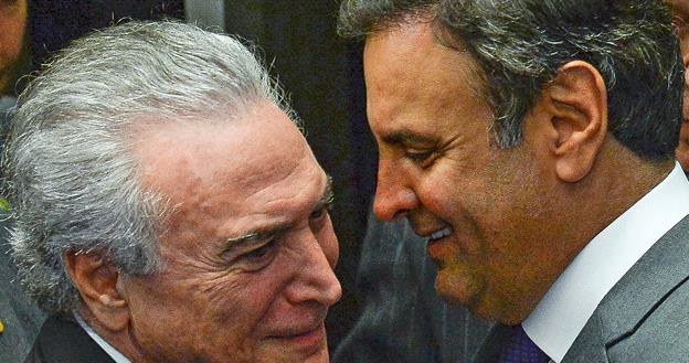 Michel Temer (L), prezydent Brazylii i Aecio Neves, senator /AFP