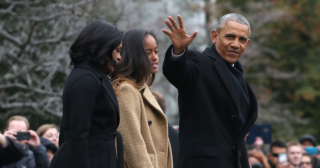 Michelle Obama z mężem i córką /Mark Wilson /Getty Images