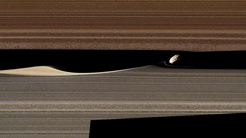 Między pierścieniami Saturna kryją się księżyce, jak Daphnis na zdjęciu /materiały prasowe