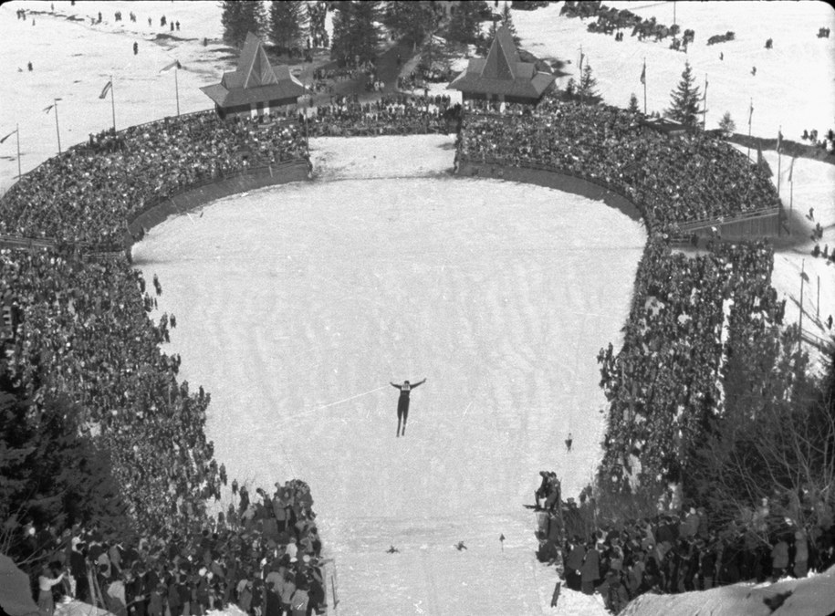 Międzynarodowe Zawody Narciarskie o Puchar Tatr. Marzec, 1948 r. Zakopane /CAF /PAP