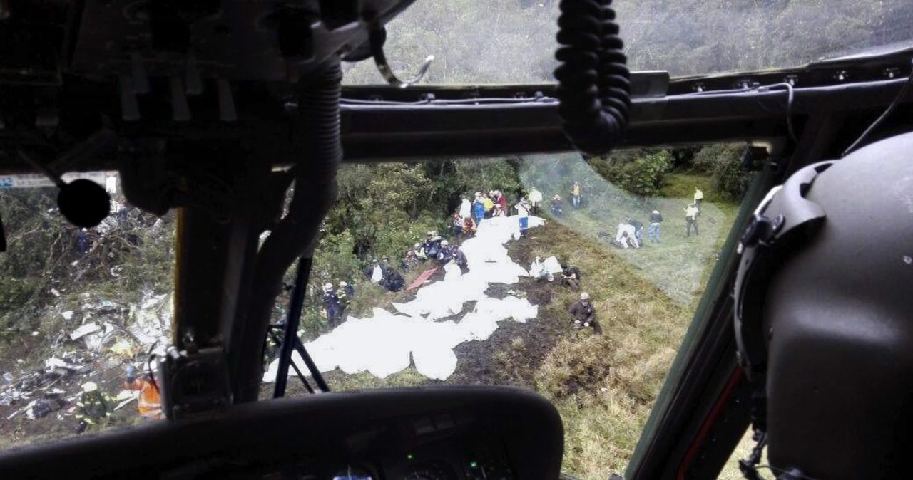 Miejsce katastrofy samolotu w pobliżu Medellin w Kolumbii