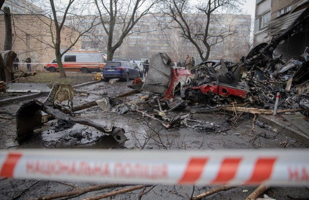 Miejsce katastrofy śmigłowca w miejscowości Browary w obwodzie kijowskim /Narodowa Policja Ukrainy /PAP/EPA