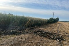 Miejsce po eksplozji drona i uszkodzone domy w Osinach