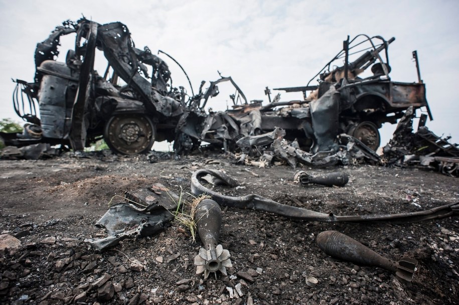 Miejsce po starciu wojsk z separatystami w Oktiabrskiju koło Kramatorska /ROMAN PILIPEY /PAP/EPA