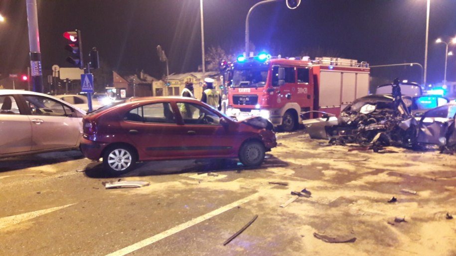 Miejsce sobotniego karambolu w Łodzi /KMP w Łodzi /Policja